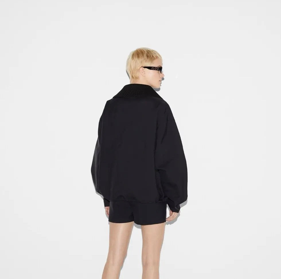 Women's Spring/Summer Solid Color Letter Logo Lapel Drop Shoulder Long Sleeve Half Zip Sweatshirt Jacket #72915