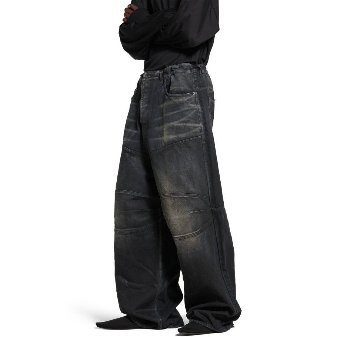BLCG 2025ss Men's Loose Fit Waxed Denim Jeans Long Pants Trousers #82551A