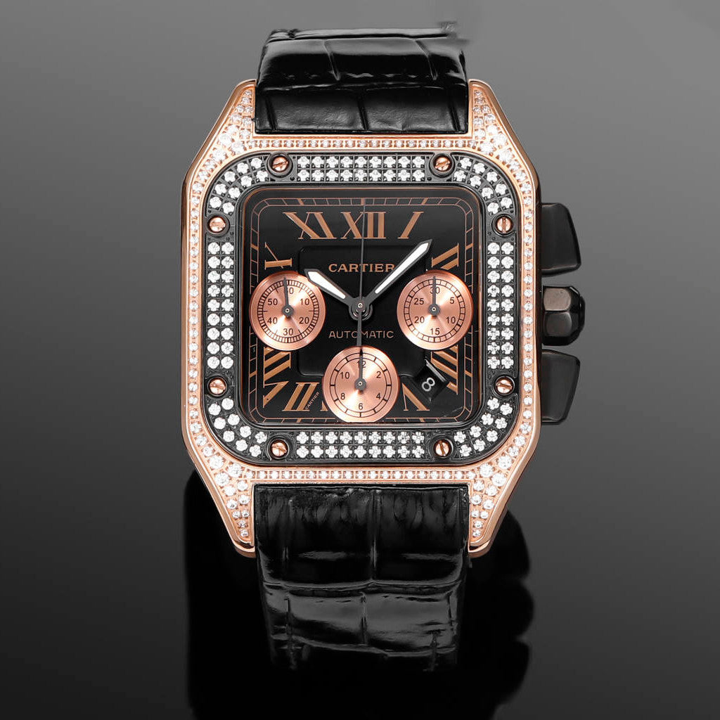 Santos Men's Automatic Mechanical Movement Roman Scale Date Display Chronograph 100M Water Resistant Mechanical Watch #72997