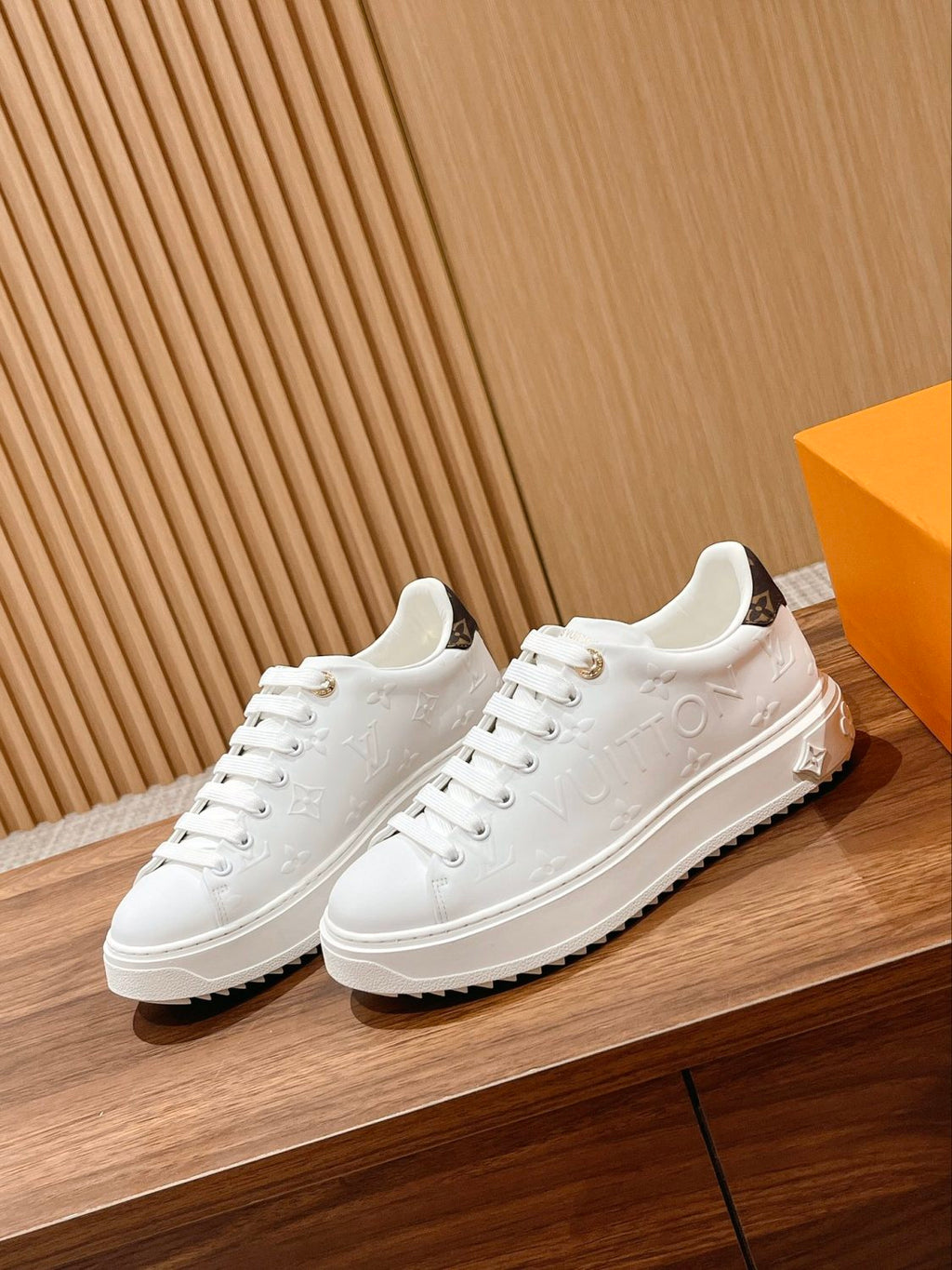 Time Out Women's Solid Color Letter Print Leather Low-Top Lace-Up Casual Shoes #77748