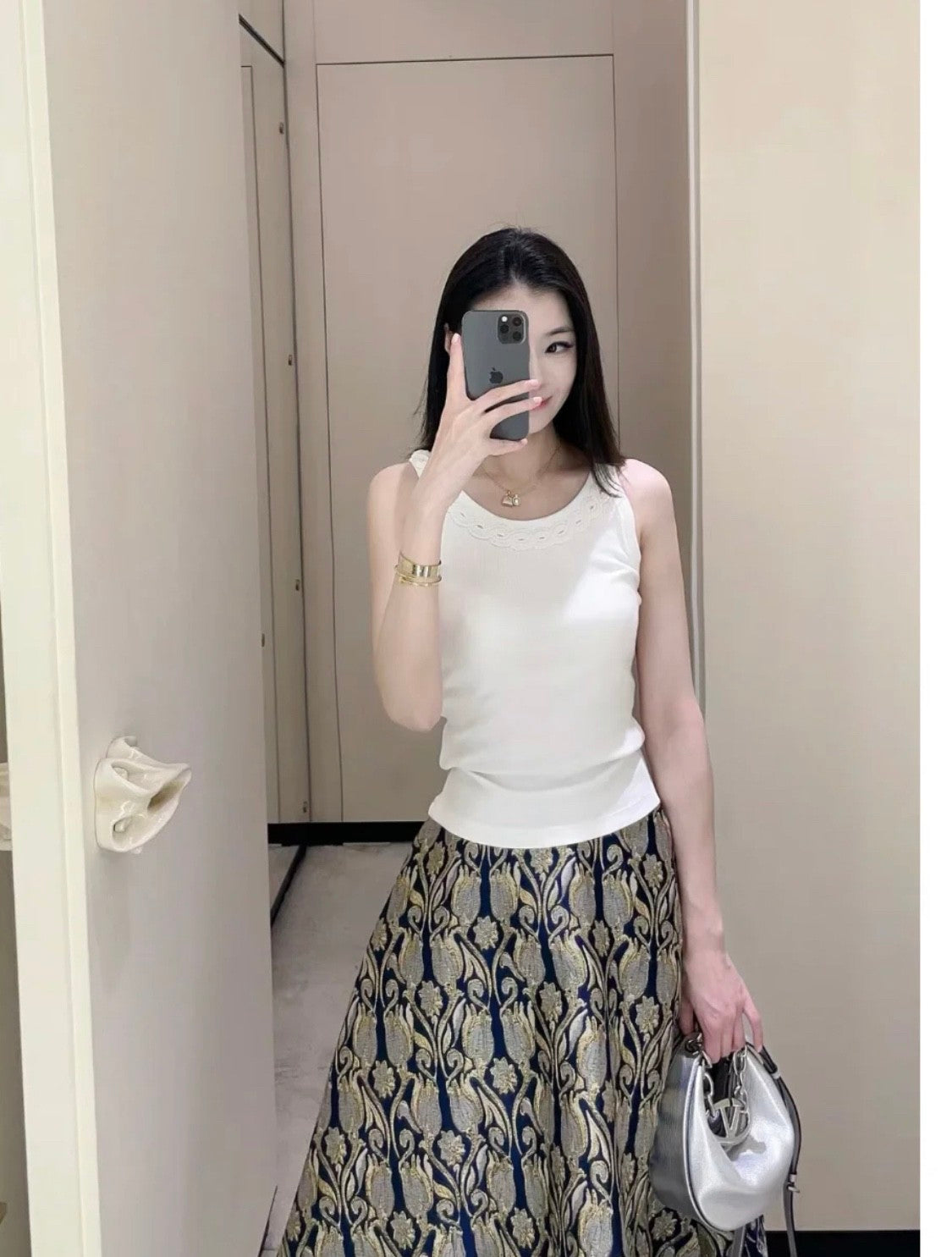 Women's Summer Embroidered Round Neck Sleeveless Fitted Solid Color Pullover Cotton Rib Vest T-Shirt Ngvp #9266