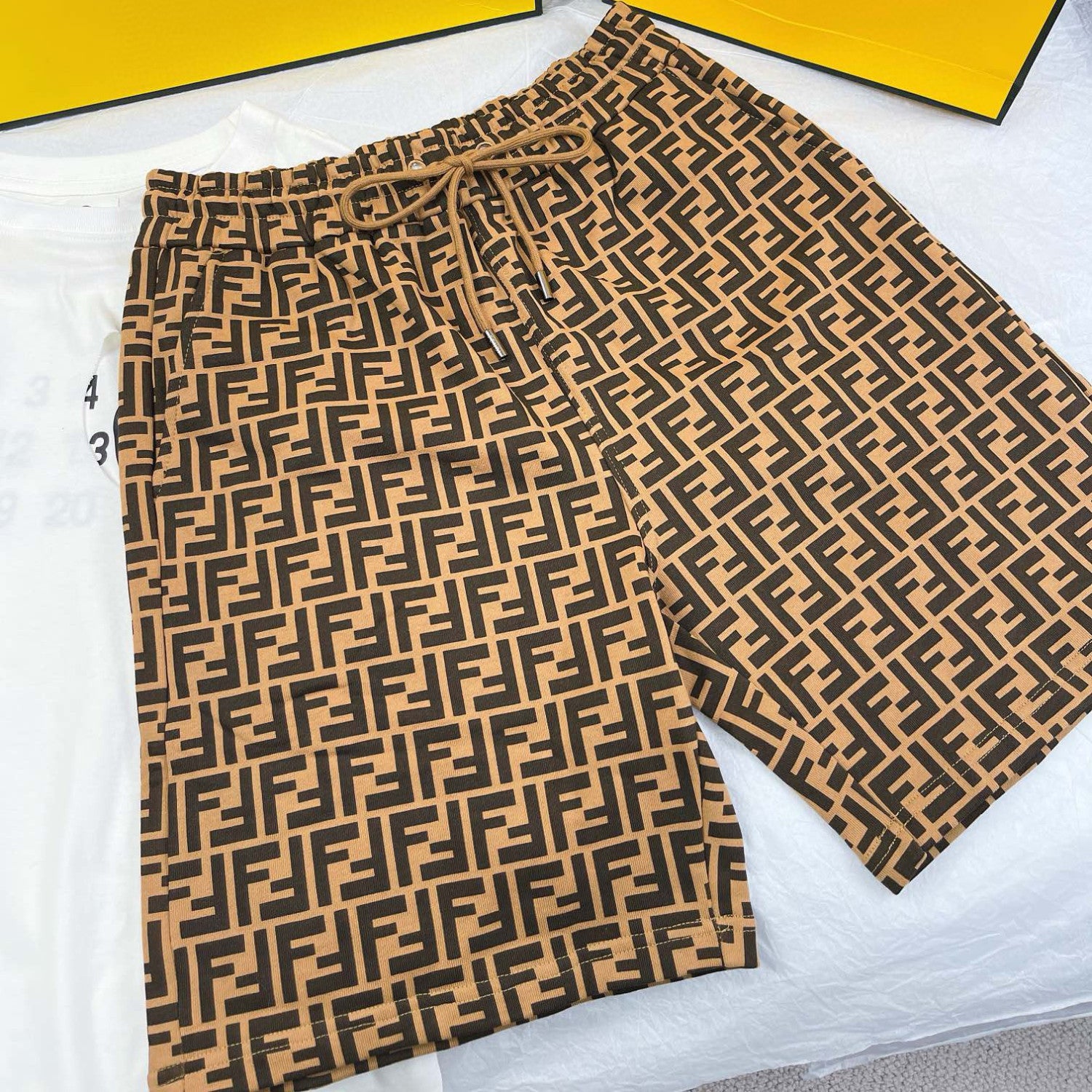Men's Summer Solid Colour Letter Logo Print Drawstring Straight Casual Short Pants #99348