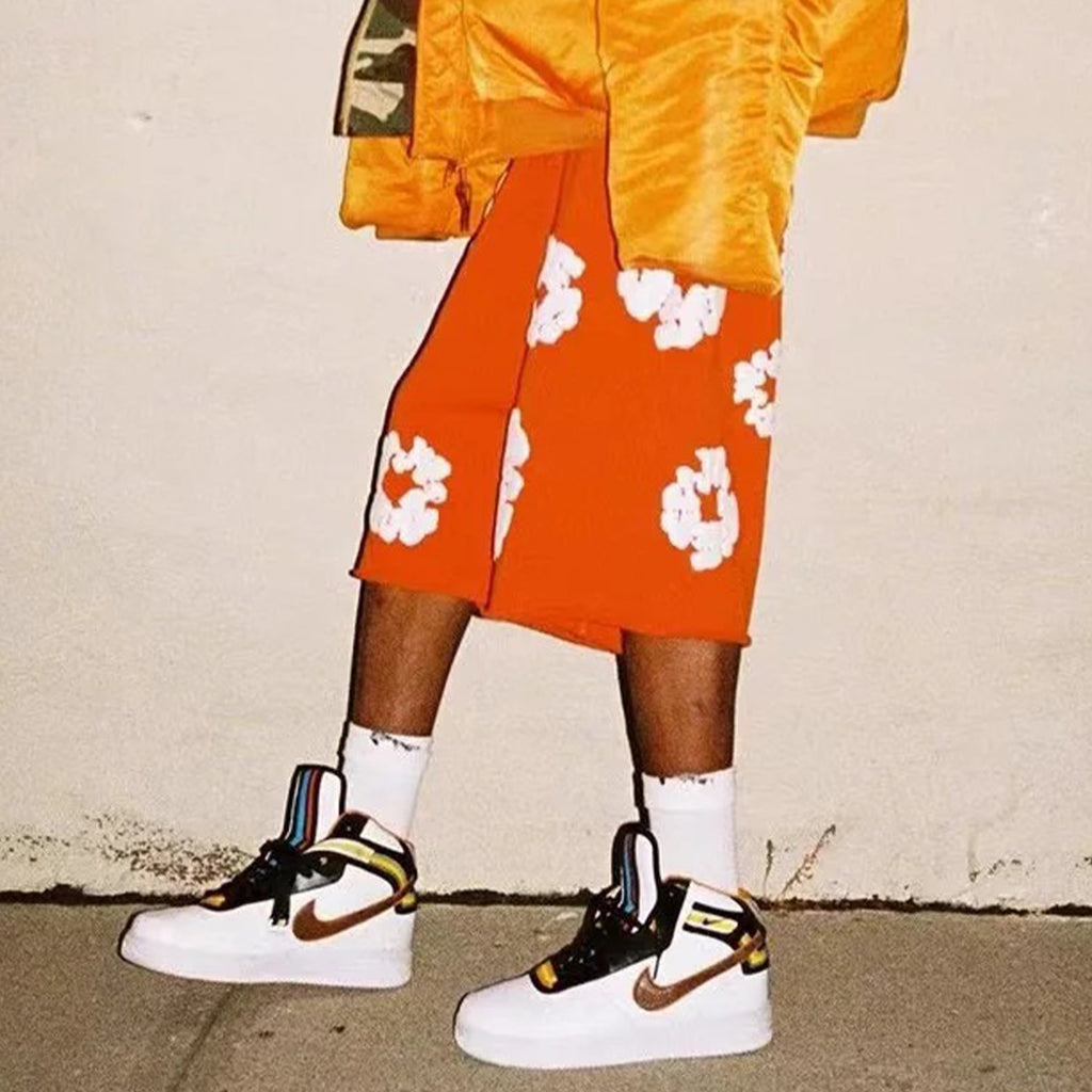 Denim Tears Men Women Spring Summer Trend High Street Kapok Flower Casual Cotton Loose Shorts Fashion Pants Ngvp #8876