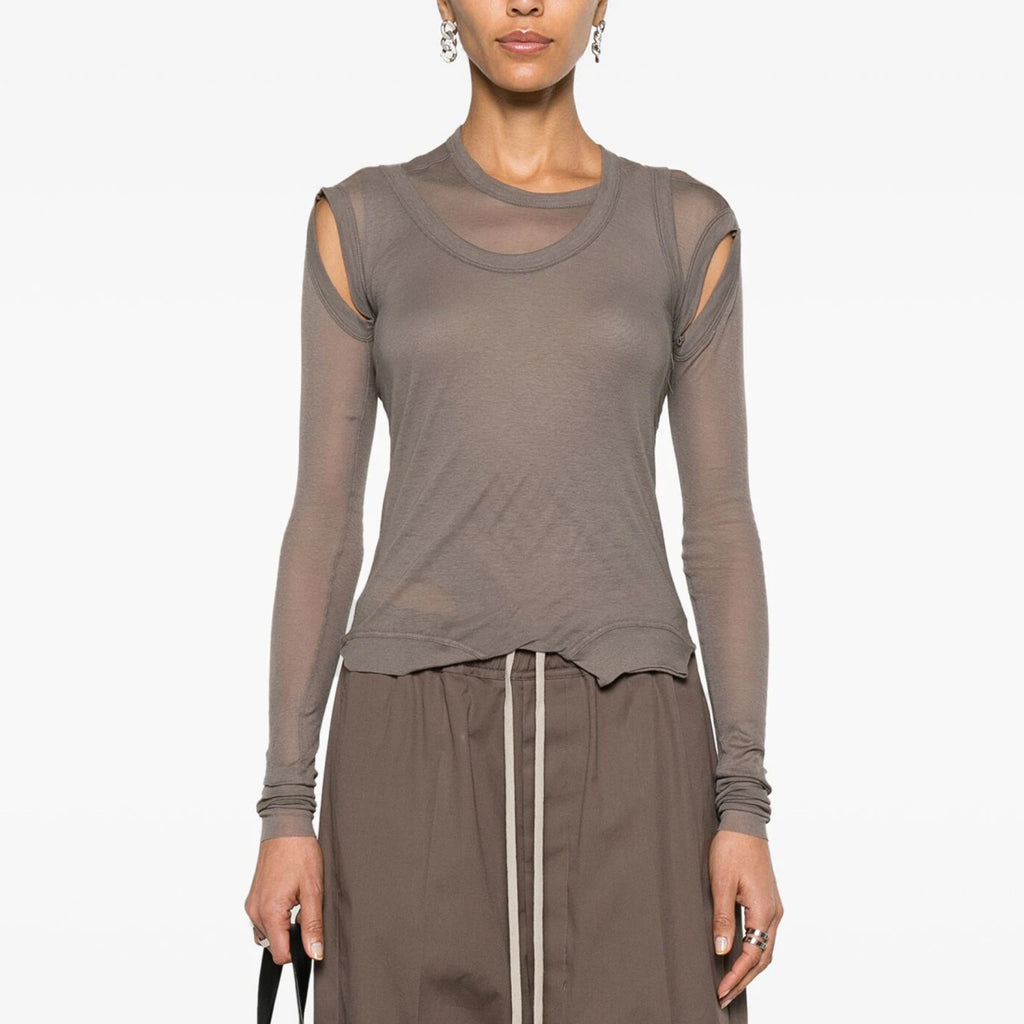 Women's Spring. Summer And Autumn Solid Color Layered Style Cotton Round Neck Pullover Long Sleeve Straight T-Shirt Ngvp #9174