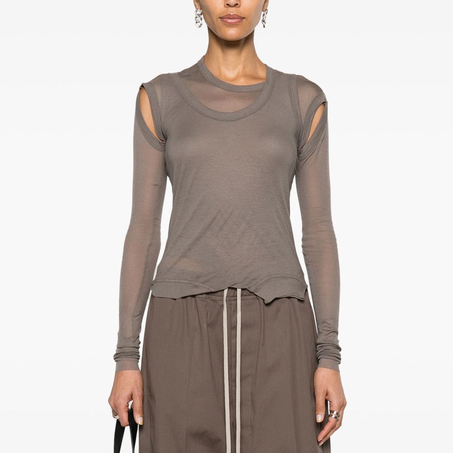 Women's Spring. Summer And Autumn Solid Color Layered Style Cotton Round Neck Pullover Long Sleeve Straight T-Shirt Ngvp #9174