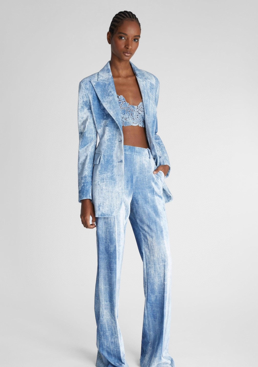 Ermanno Scervino Women's Colorblocking Single-Breasted Slim Long-Sleeved Suit Set Blazer Jacket Spring And Autumn Casual Gradient High-Waisted Pants Ngvp #9531