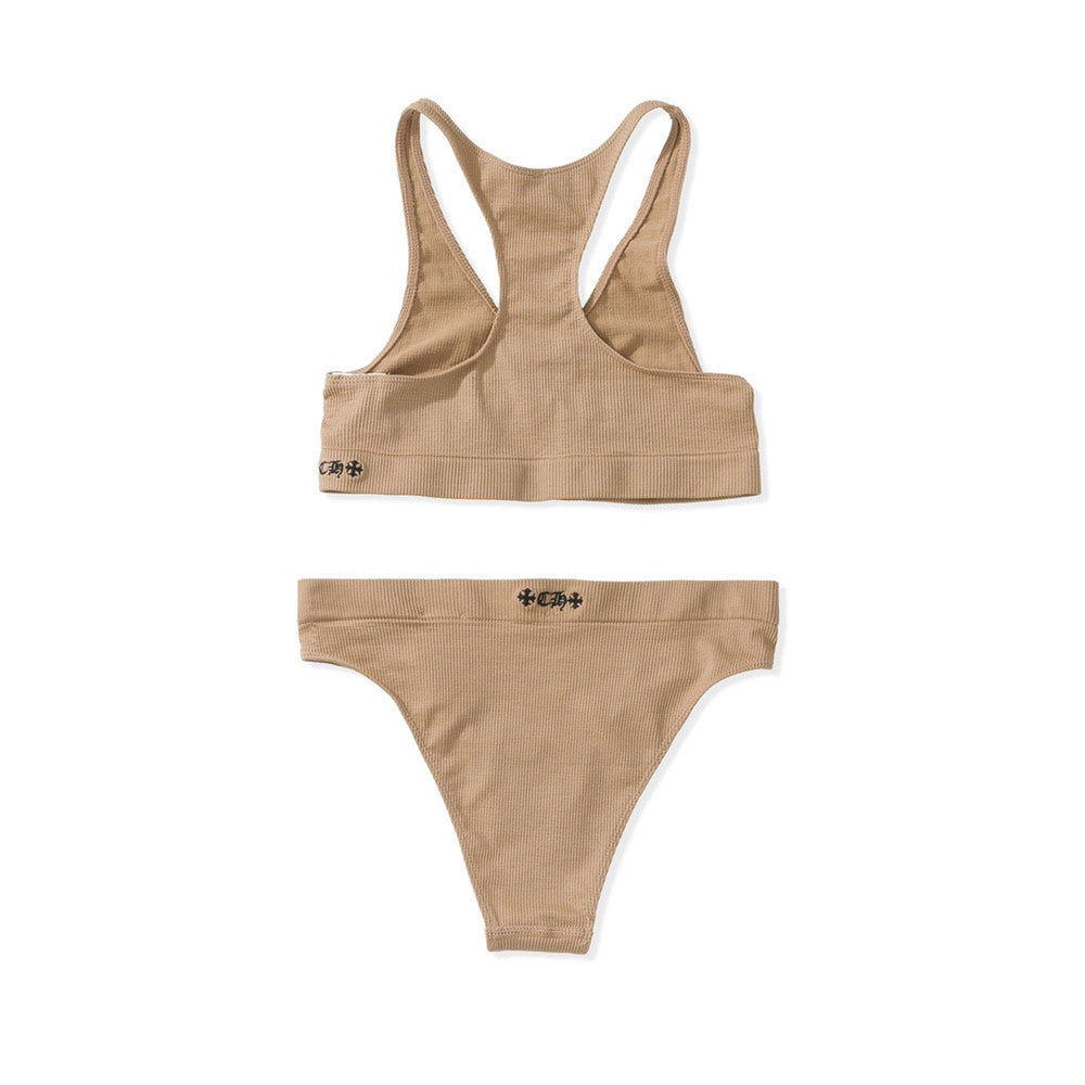 Women's Summer Solid Color Knit Sports Underwear Set #72444