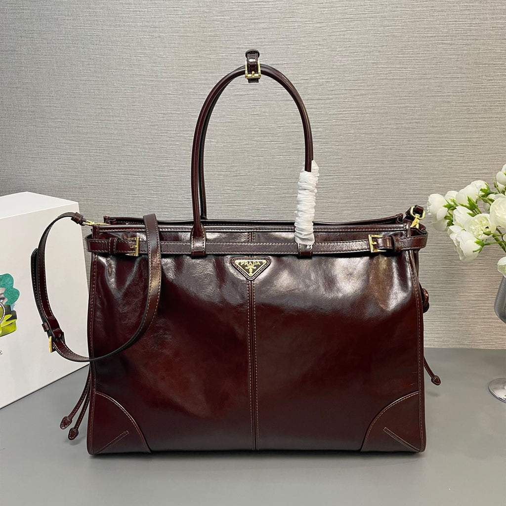 (42CM) LusGolf Oiled Leather 1BA439 Extra Large Portable Crossbody Bags Shoulder Bag Handbag #194092