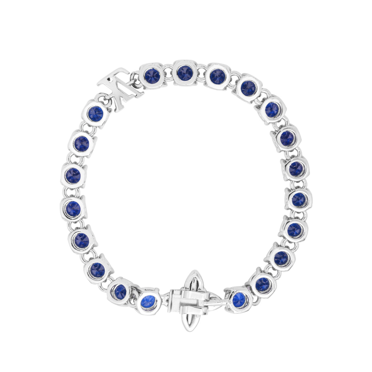 CRYSTAL Men's Blue Monogrammed Zirconia Bracelet Jewelry #73244