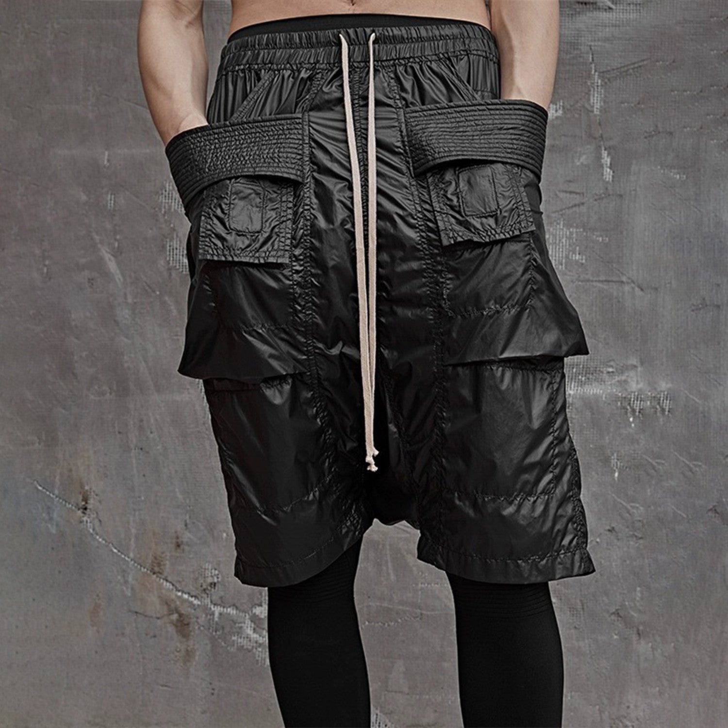 DRKSHDW Men's Spring/summer Retro High Street Thin Black Shorts Workwear Drawstring Pants  Ngvp #8794