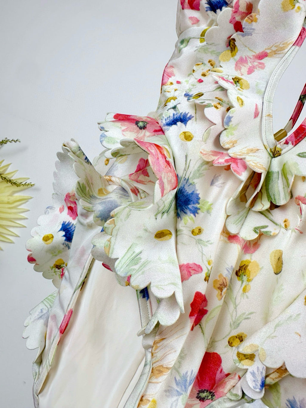 Women's Summer Floral Printed Ruffle Backless One-piece Swimsuit #76667