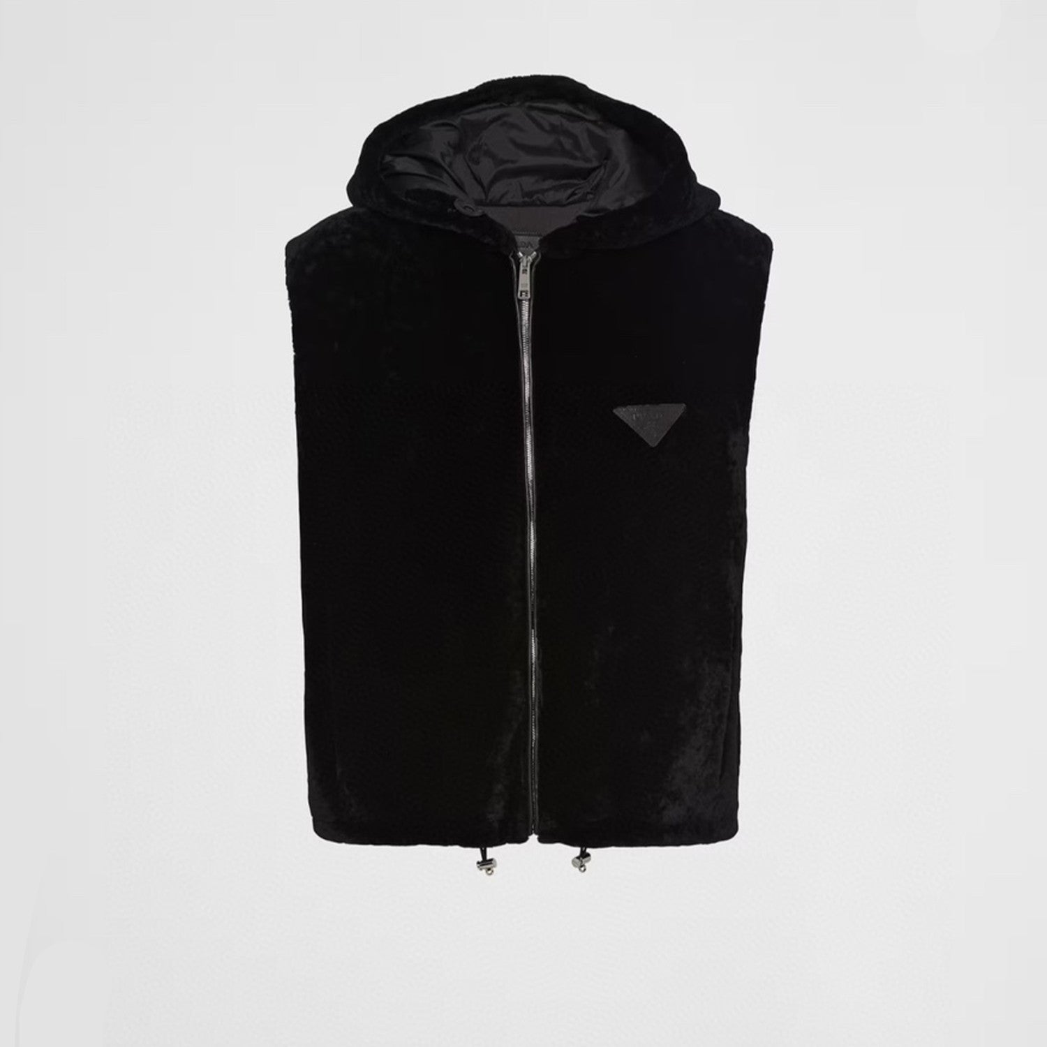 Wool Leather Men's Vest Black Fashion Trend Retro Sport Style Luxury Hooded Sleeveless Casual Jacket #71794