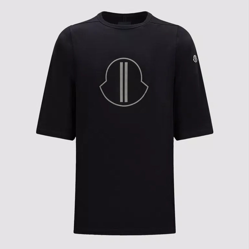 x Rick Owens Men's Summer Black Logo Print Loose Round Neck Short Sleeve T-Shirt #98317