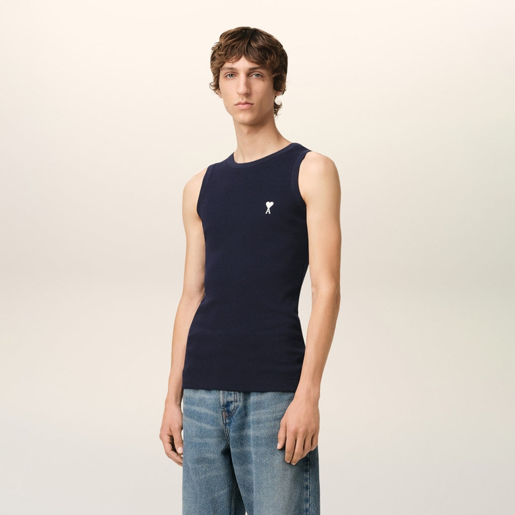 Ami Spring And Summer New Men's Solid Colour Adc Knitted Vest Love Heart Slim Sleeveless Round Neck Top Sleeveless T-Shirt #81153