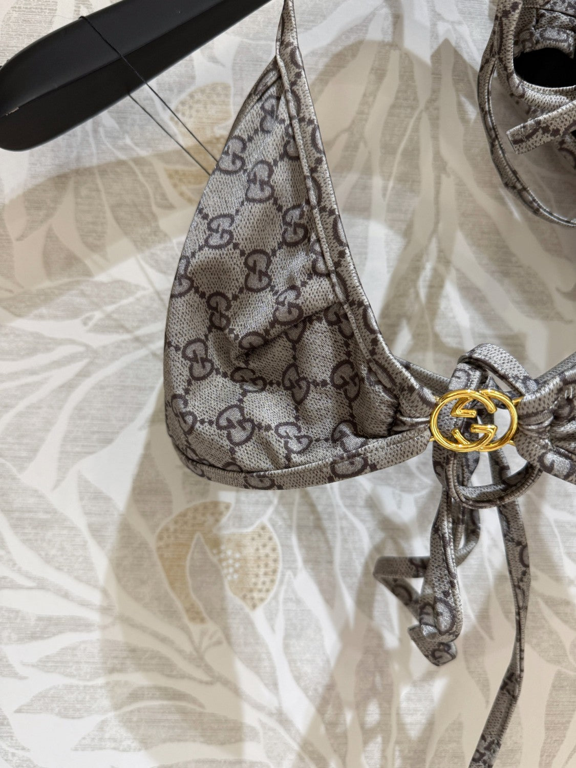 Women's Summer Logo Print Solid Color Stretch Knit Bikini Swimsuit Set Suit #74218