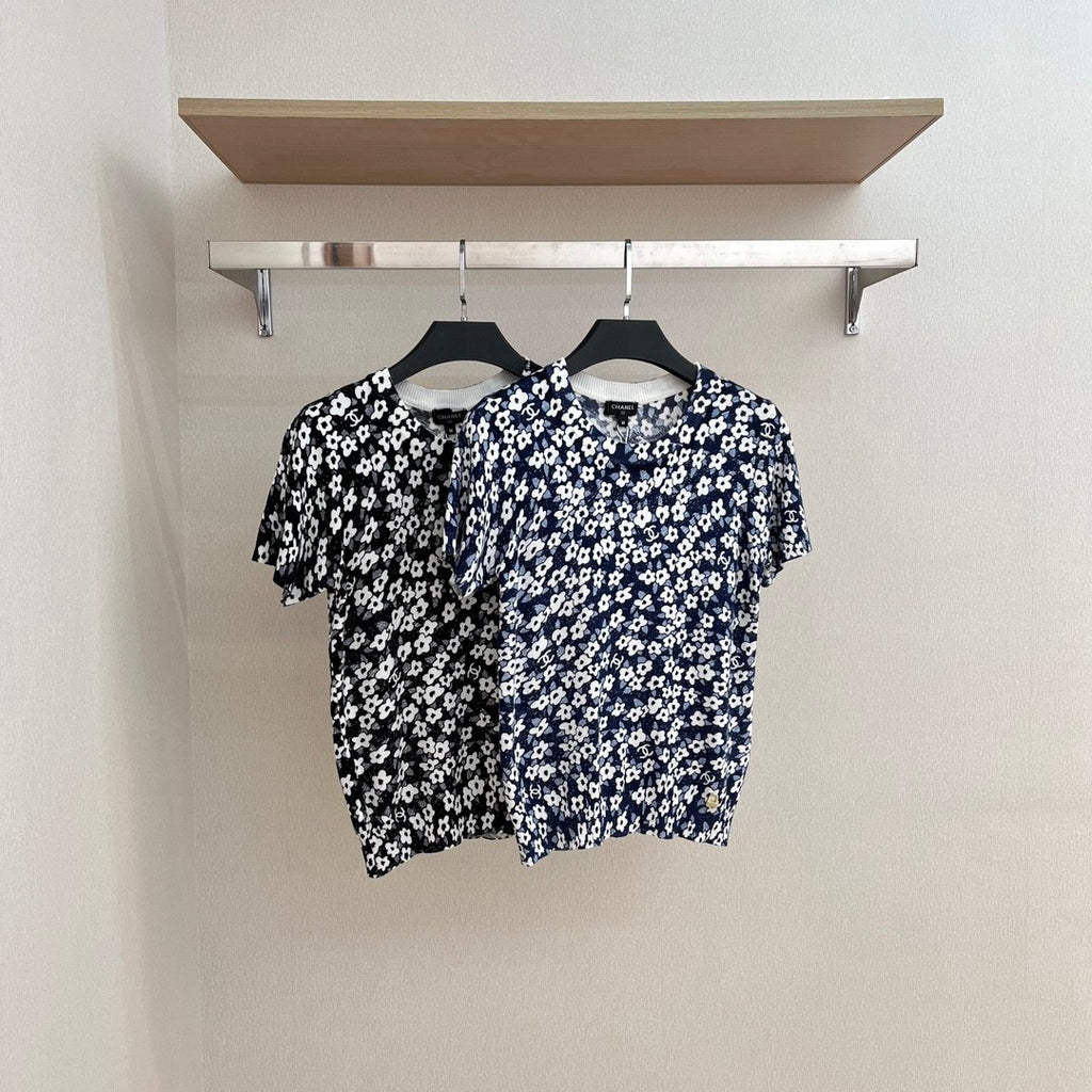 Women's Summer Floral Pattern Printed Round Neck Short Sleeve T-Shirt #736578