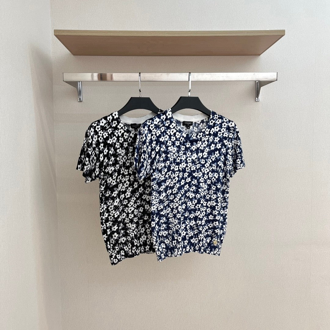 Women's Summer Floral Pattern Printed Round Neck Short Sleeve T-Shirt #736578