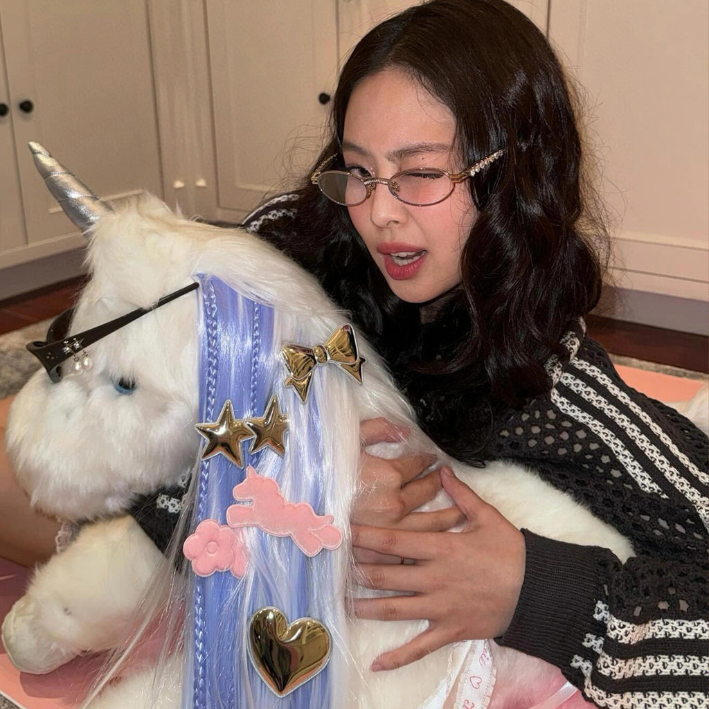 Gentle Monster Jennie - Barrette 02 Women's Fashion Jentle Salon Collection Sunglasses Oval Silver Diamond Metal Frame Trendy Eyewear Glasses  Accessories Ngvp #9242