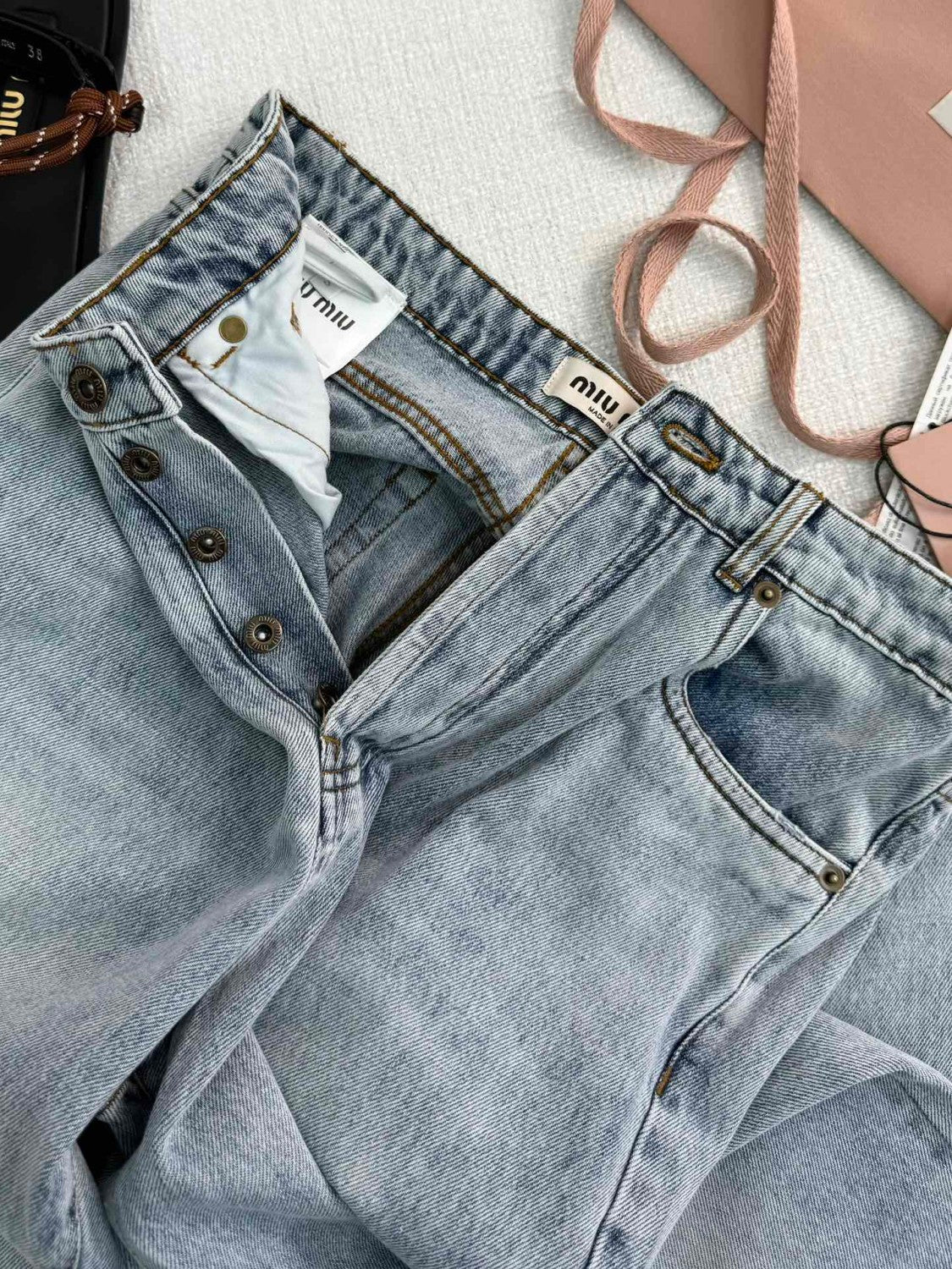 Women's Spring and Autumn Blue Letter Logo Embroidery Straight Jeans Pants #73416