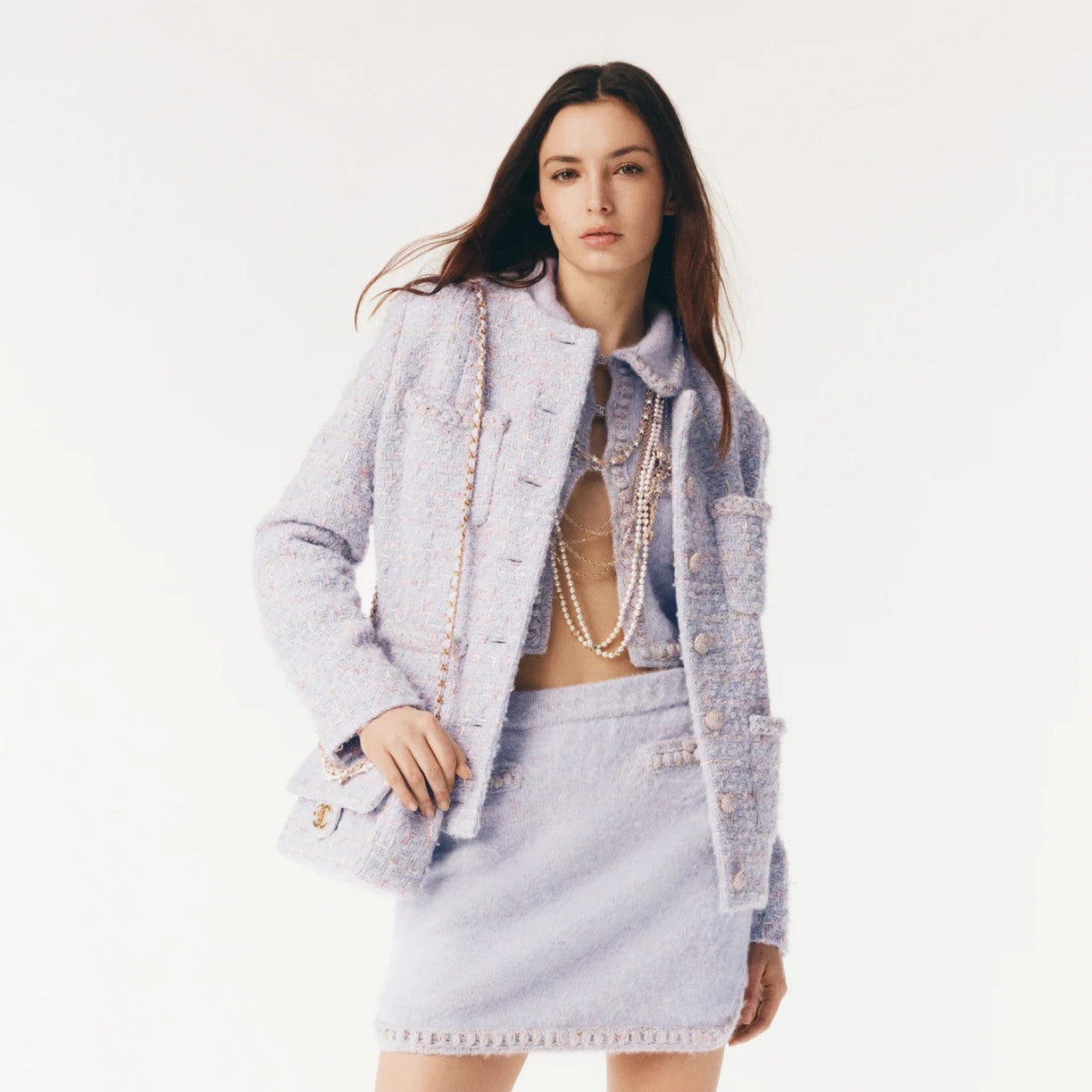 25B FallWinter Women's Preview Collection Long-sleeved Fleece Jacket and Skirt Set #83227A