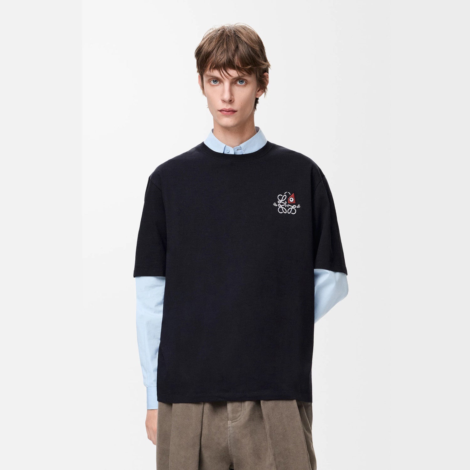 25 New Arrival Unisex Cotton Embroidered T-Shirt with Kitten and Brand Logo Embroidery. Crew Neck. Drop Shoulder Design #83173A