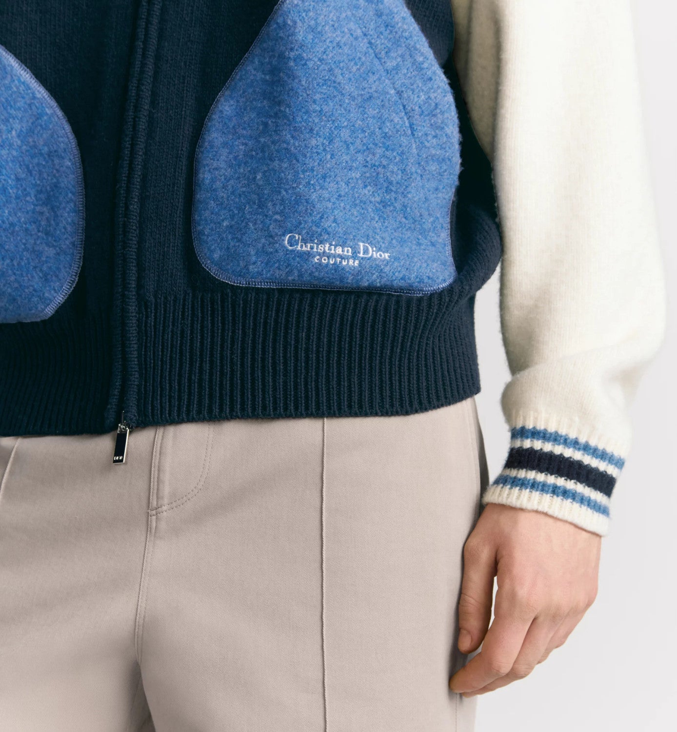 CD Men's Spring/Fall Vintage College-Style Color-Block Wool Sweater with Floral Embroidery Plain-Knit Long-Sleeve Oversized Cardigan #81595