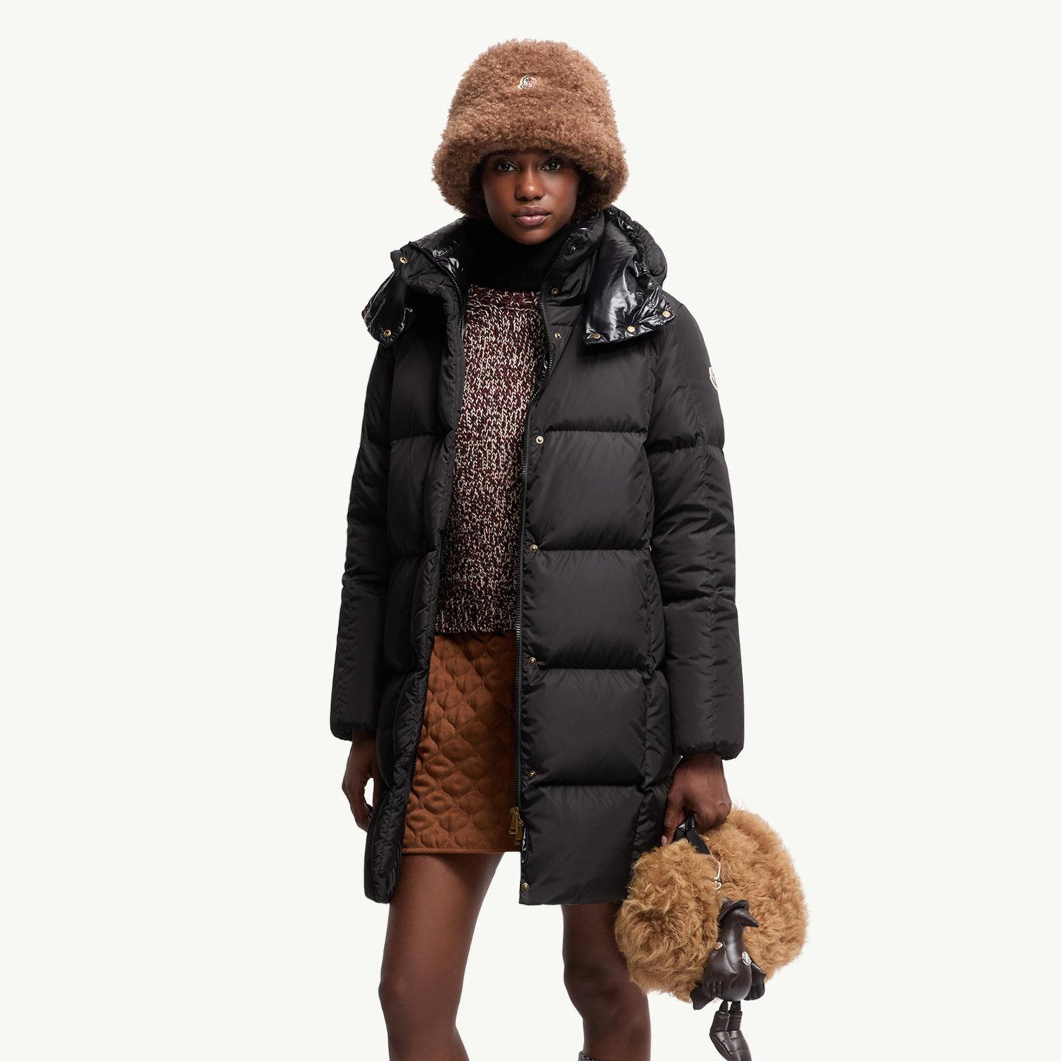 2025 FallWinter Women's LITTE Mid-Length Jacket with Detachable Shoulders. Made of Wrinkle-Resistant Down Fabric. Straight Cut. Knee-Length. Warm Jacket #83145A