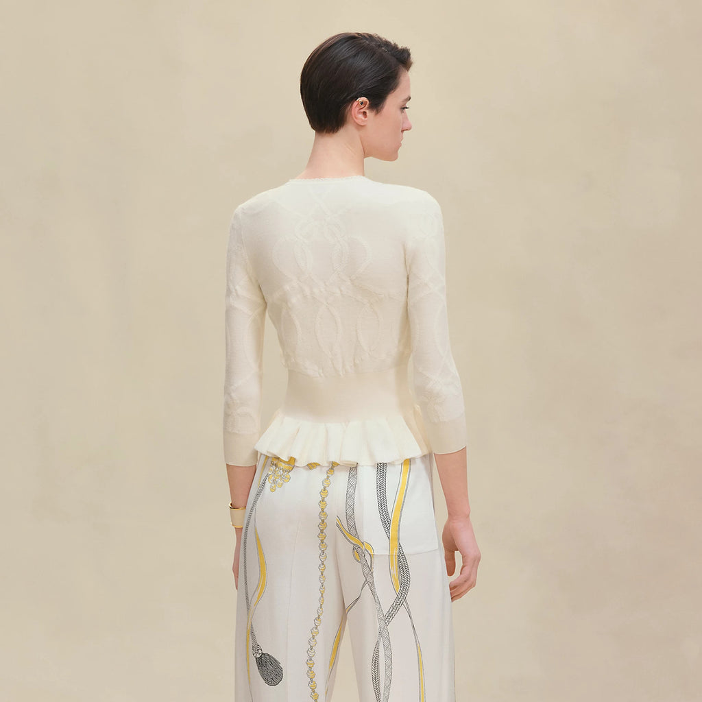 Palefroi Remix  Light Half-length Sleeves Cardigan Women's Knitted Elegant Lace Single Breasted Knit Sweater Fashion Casual Short Round Neck Sweater Cardigan Ngvp #2228