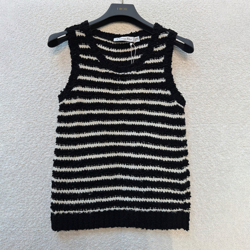 Women's Summer Wool-Blend Striped Crew Neck Multicolor Sleeveless Knit Vest Ngvp #2354
