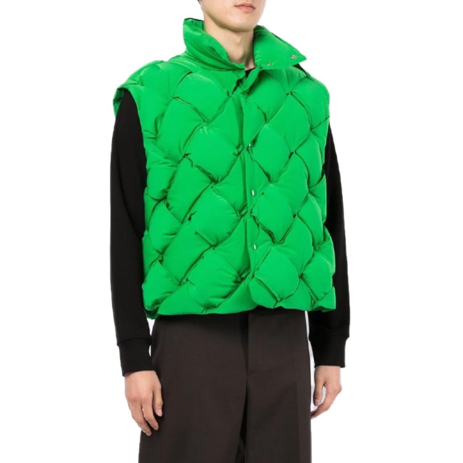 Men's Women's Woven Down Vest Solid Color Standing Collar Single Breasted White Duck Down Jacket Vest Ngvp #7216