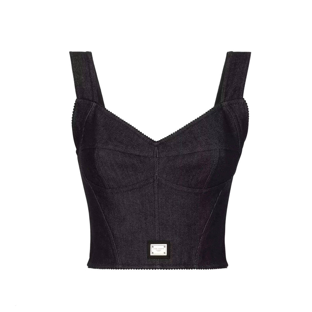 Women's Solid Colour Vest Washed Denim Bra Style Suspender Jacket Lined Leopard Printed #76862