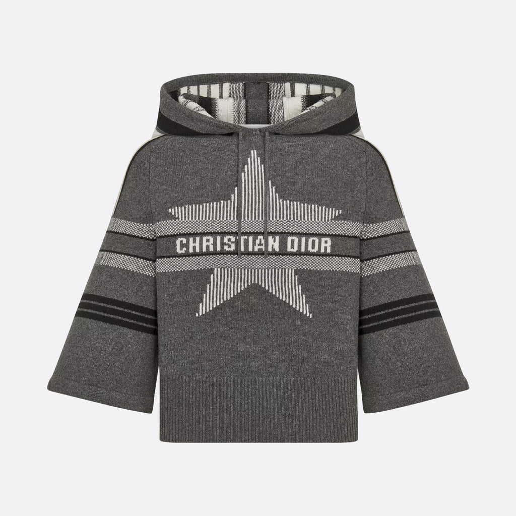 Women's Spring and Autumn Letter Printed Drawstring Hooded Seven Sleeve Cashmere Sweater #74636