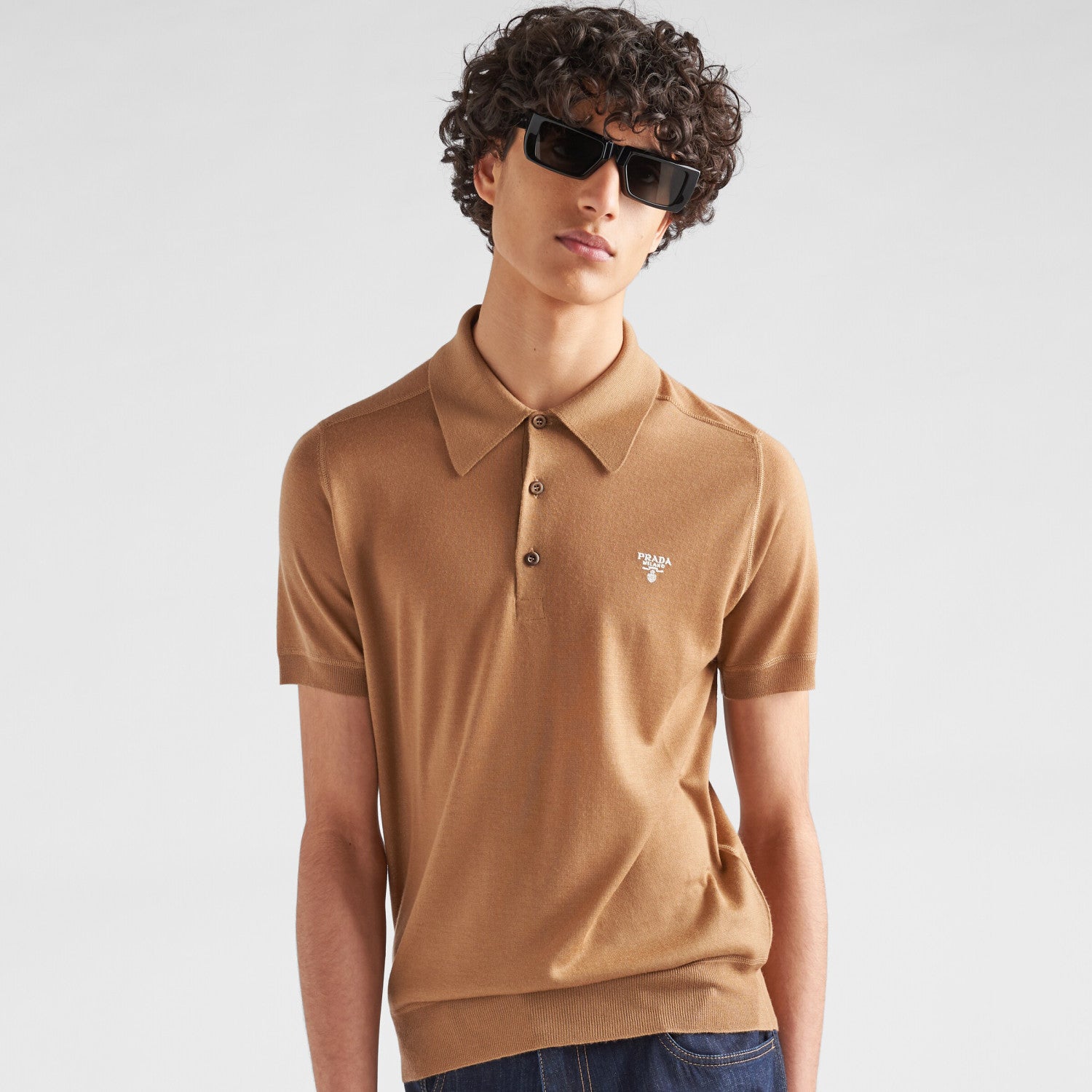 Men's Summer Solid Color Embroidered Logo Wool Knit Polo Shirt Short Sleeve T-Shirt #98532