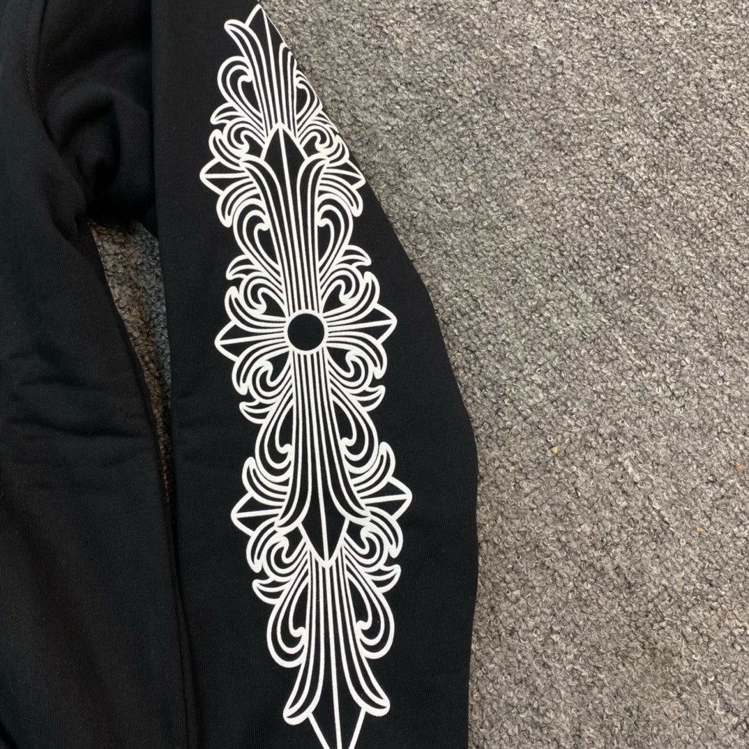 Men's Spring and Fall Black Logo Printed Zipper Long Sleeve Hooded Jacket #72485