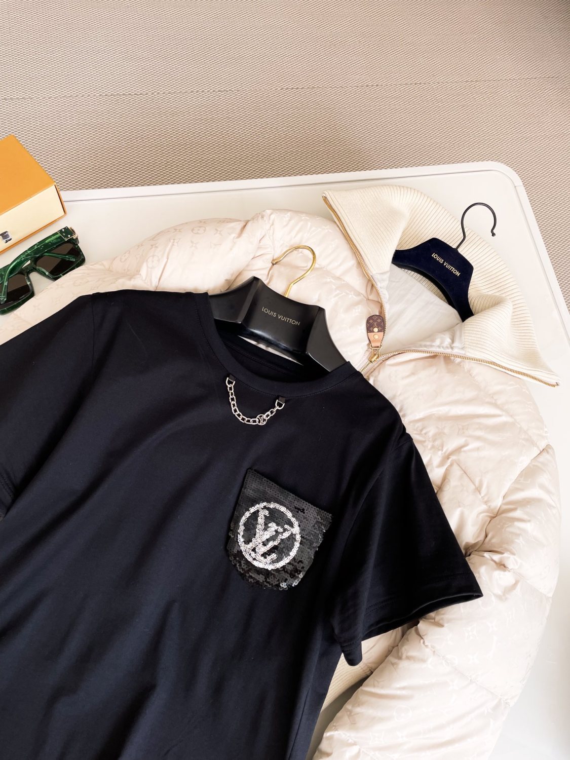 Women's Summer Solid Color Sequin Print Round Neck Cotton Short Sleeve T-Shirt #73936