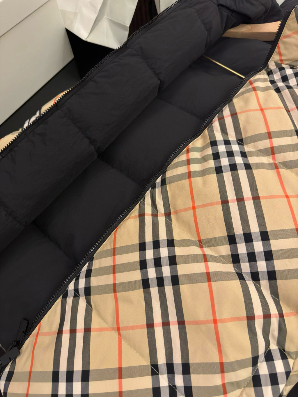 Men's And Women's Fall/winter Fashion Casual Stand Collar Zipper Checkered Reversible Double Sided Checkered Nylon Padded Vest #79369