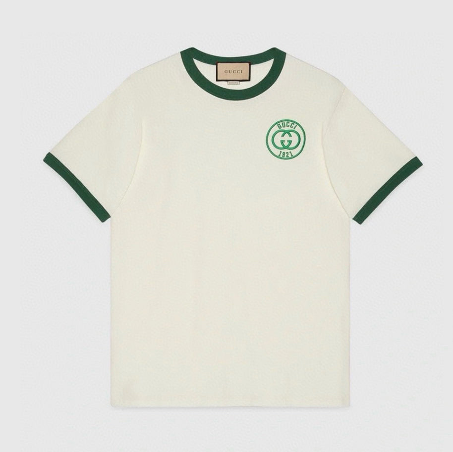 Women's Summer Logo Double G Embroidery Knit Crew Neck Cotton Short Sleeve T-Shirt #72443