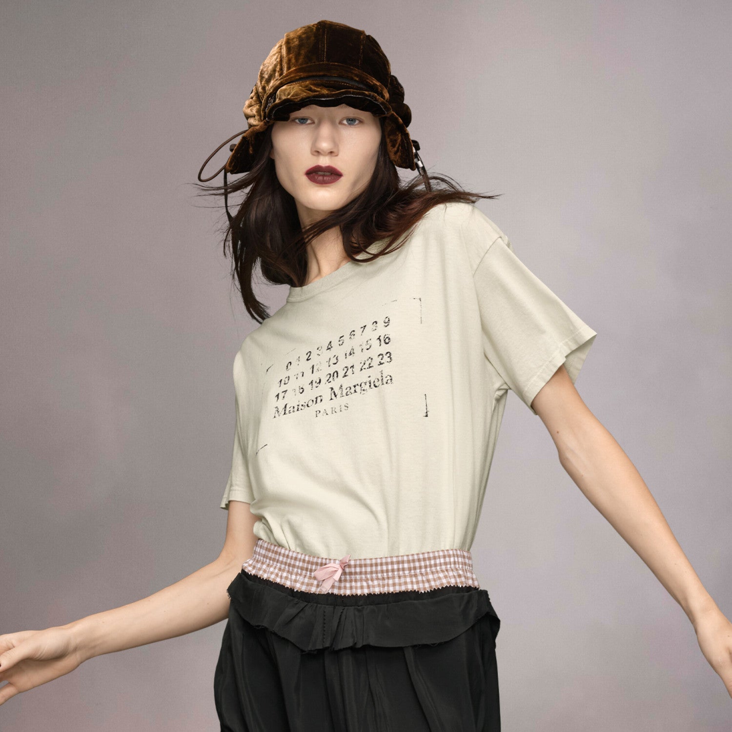 Maison Margiela Women's Summer Alphanumeric Printed Round Neck Solid Color Cotton Short Sleeve T-Shirt #75578