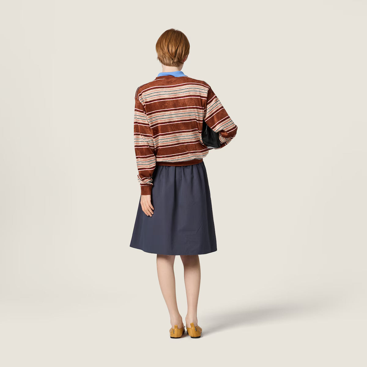 Women's Spring/Summer Chenille Knit Sweater Striped Fashion-Forward Crew Neck Long Sleeve Pullover #194403