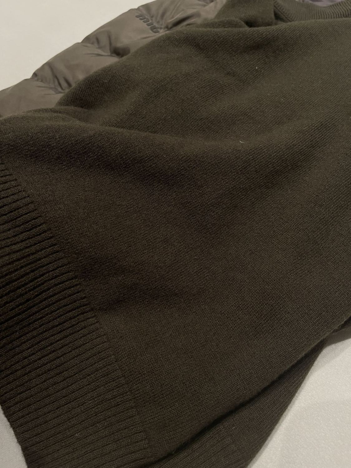 Cashmere Knitted Patchwork Goose Down Stand Collar Down Jacket #194161