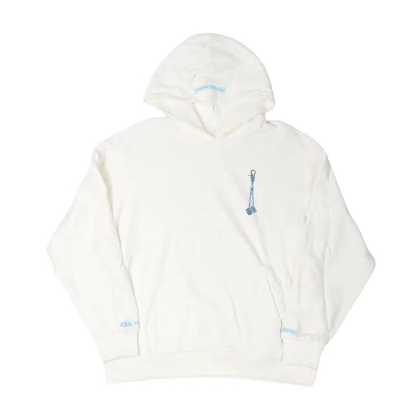 Men's and Women's Spring and Fall White Cotton Hooded Sweatshirt Pullover #98414