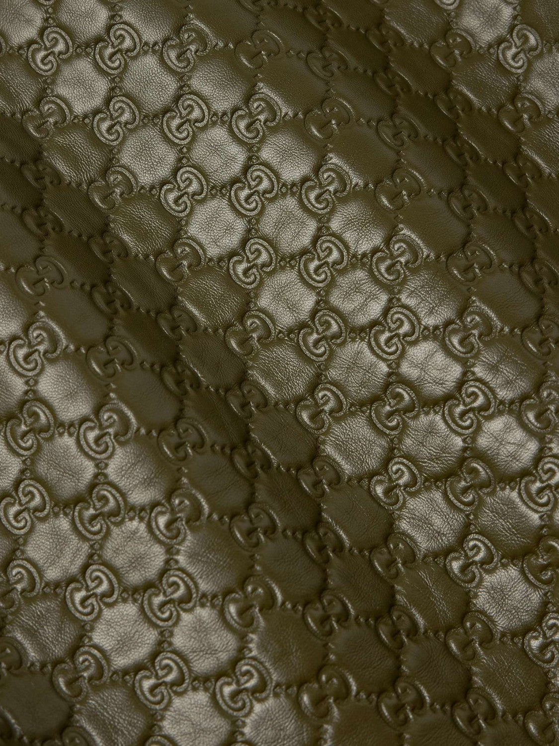 2025 FallWinter New Men's White Lambswool Collar Green Sheepskin Logo Embossed Fashion Jacket #83128A