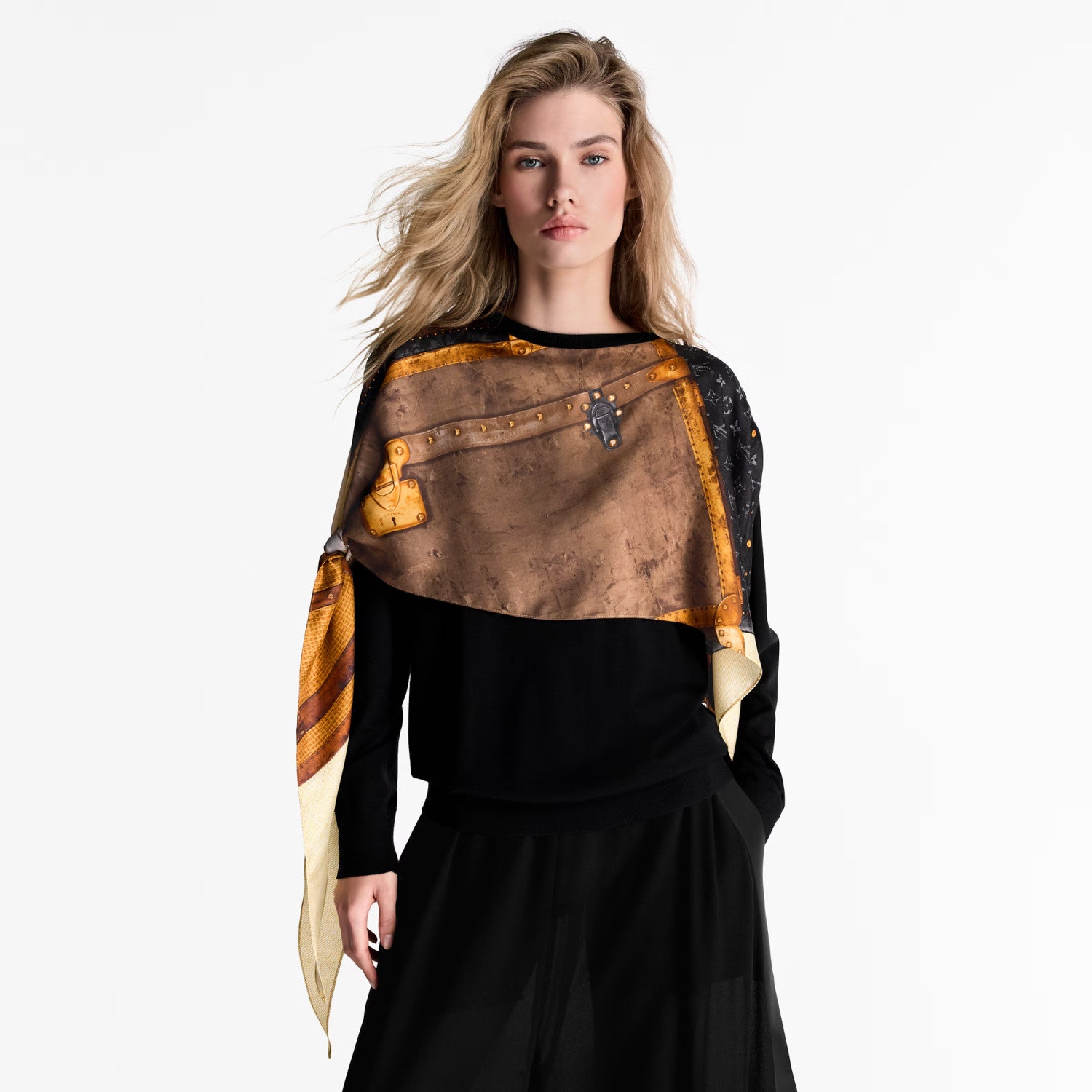 Women's Spring And Autumn Crew Neck Irregular Wool Silk Neck Scarf Knit Trunk Insert Pullover Sweatshirt #76325