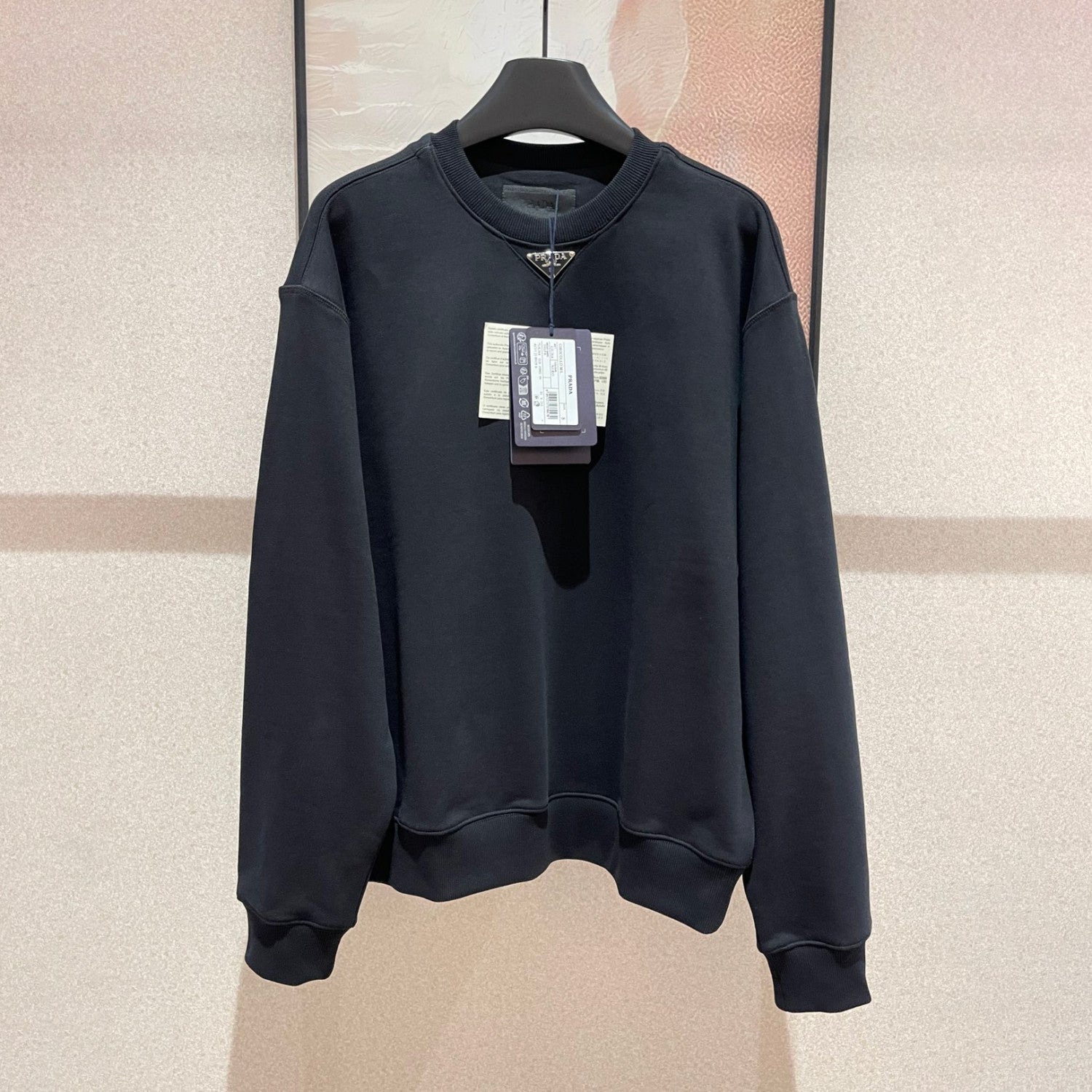 Women's Spring/fall Fashion Casual Solid Color Crew Neck Pullover Sweatshirt With Triangle Logo Long Sleeve Sweatshirt #78538