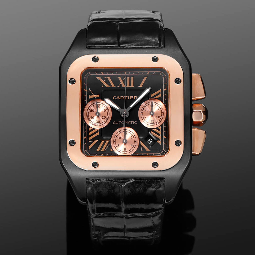 Santos Men's Automatic Mechanical Movement Roman Scale Date Display Chronograph 100M Water Resistant Mechanical Watch #72997