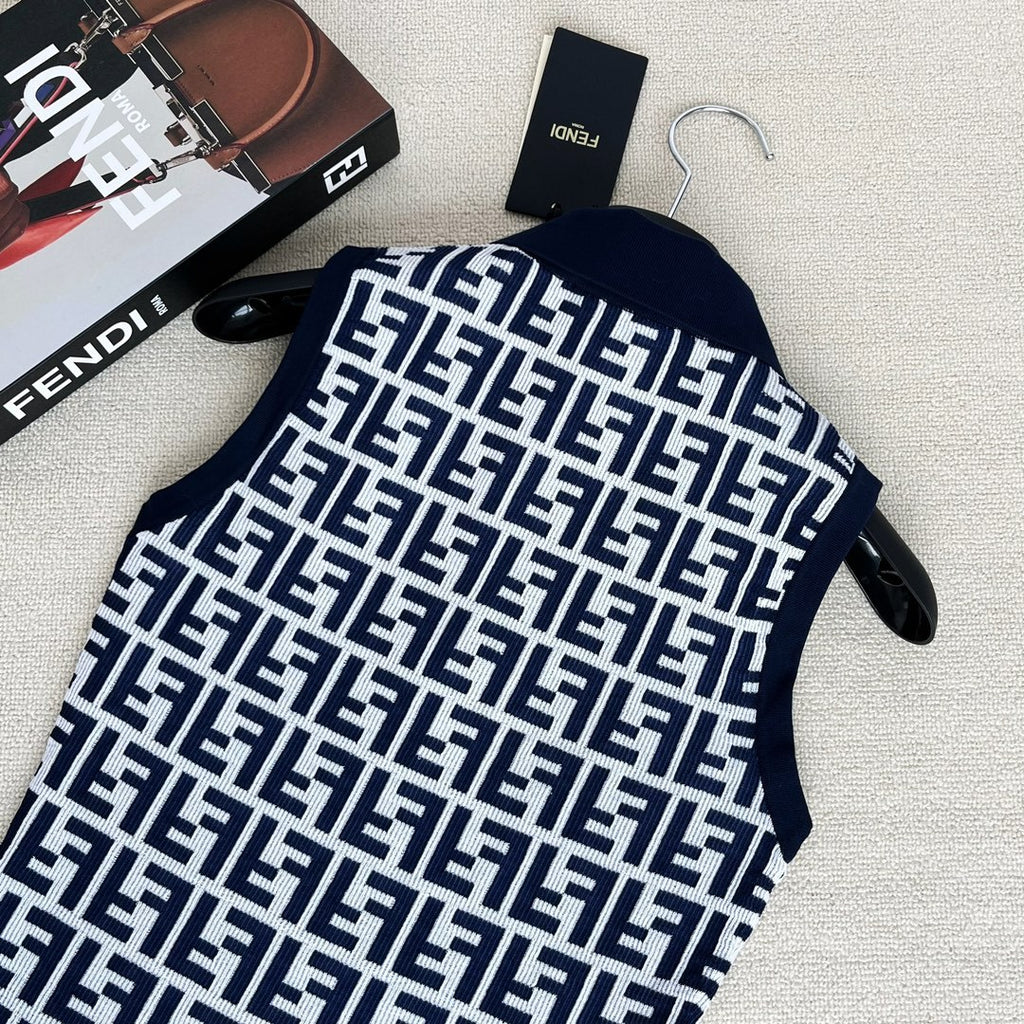 Women's Summer Blue Letter Printed Cotton Sleeveless Dresses #73433