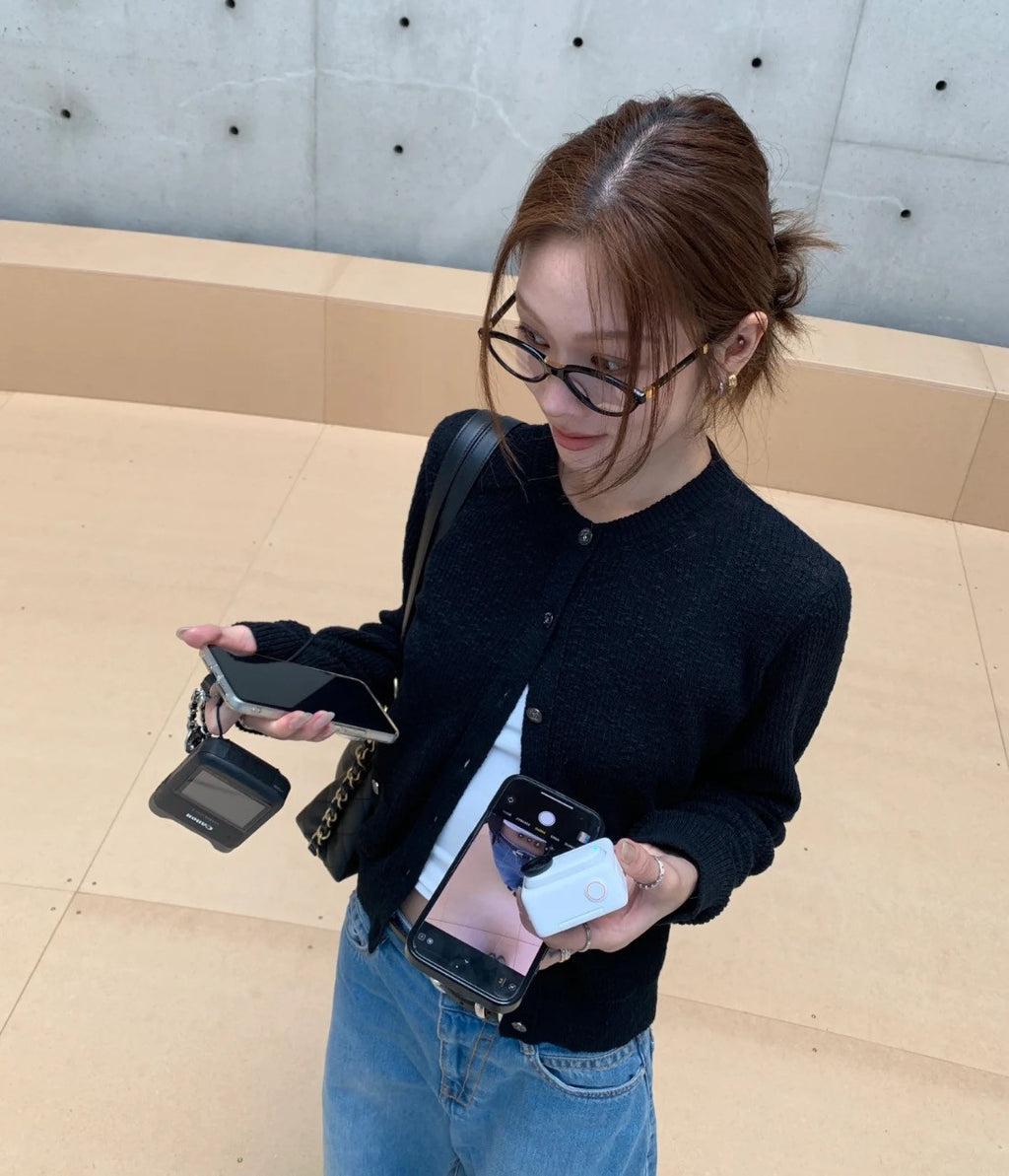 Women's Spring/Autumn Cotton Round Neck Single Button Plain Pocket Long Sleeve Knitted Cardigan Ngvp #2283