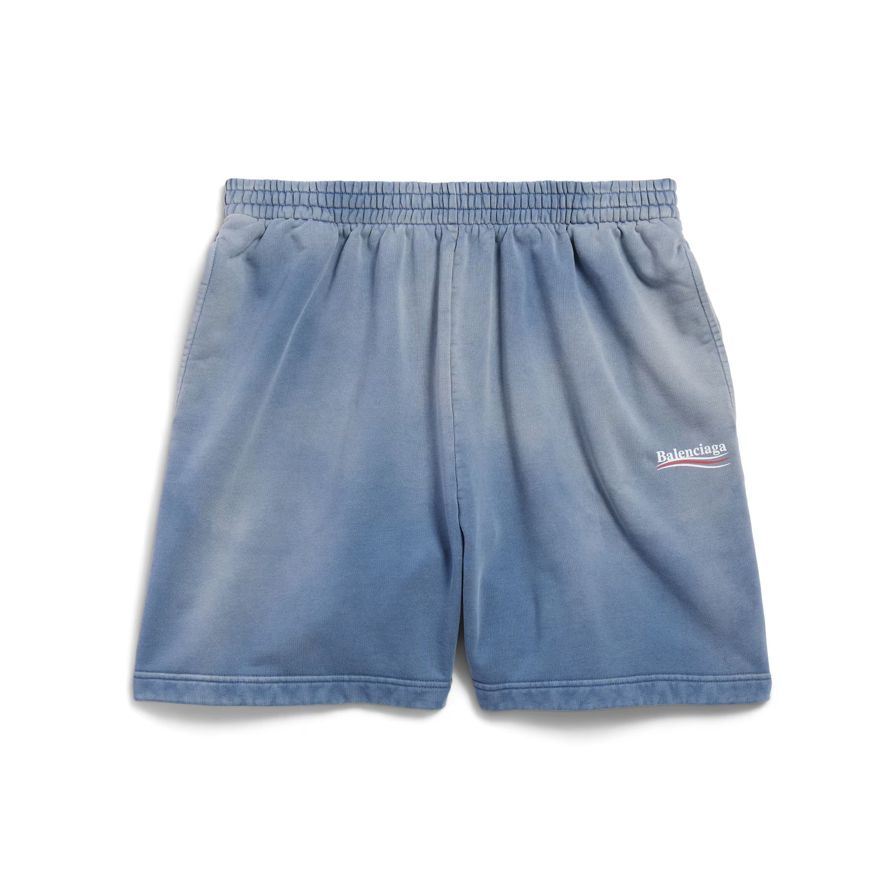 Men's Summer Logo Printed Elastic Waist Cotton Casual Loose Washed Gradient Political Campaign Shorts #71897