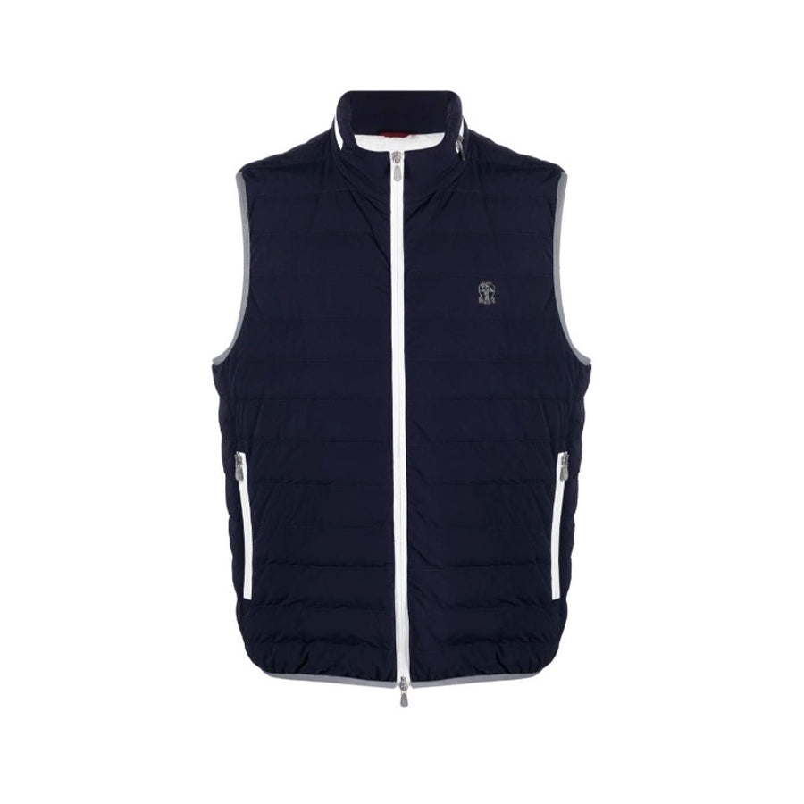 BC Men's Logo Embroidered High Neck Zipper Solid Color Fitted Straight Sleeveless Down Vest Ngvp #9665