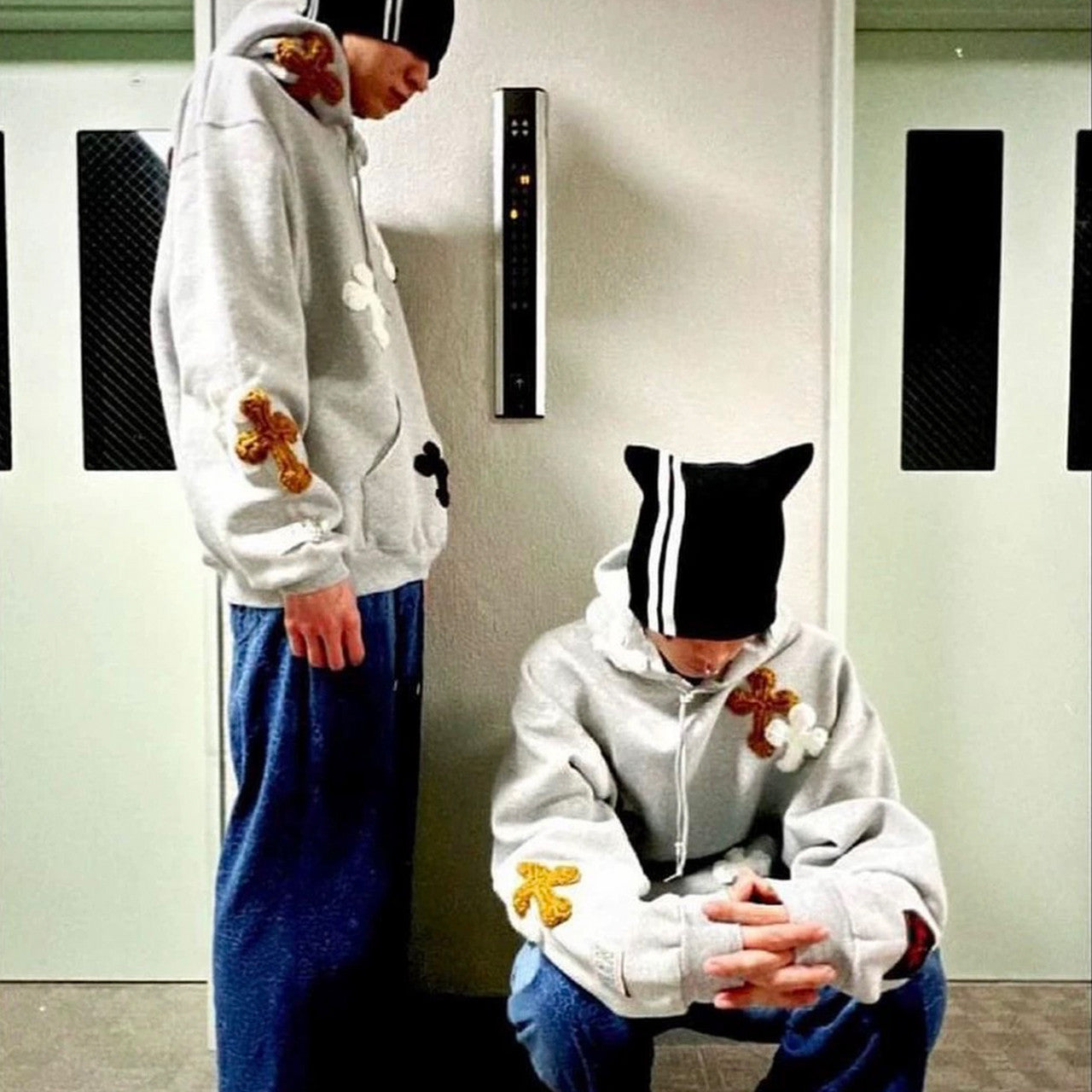 syuman Men's Women's Spring And Autumn Fashion Stereoscopic Embroidery Printing Solid Color Pullover Long Sleeve Ho Ngvp #7818